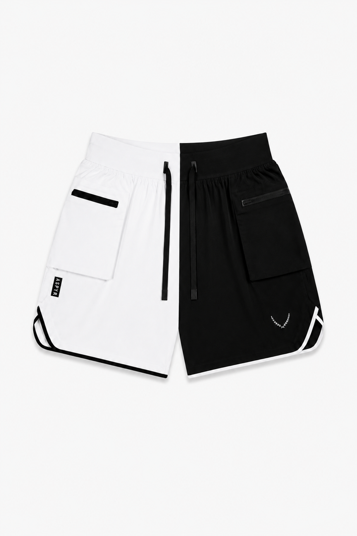 ATHLETIC CARGO SHORTS - BLACK | WHITE