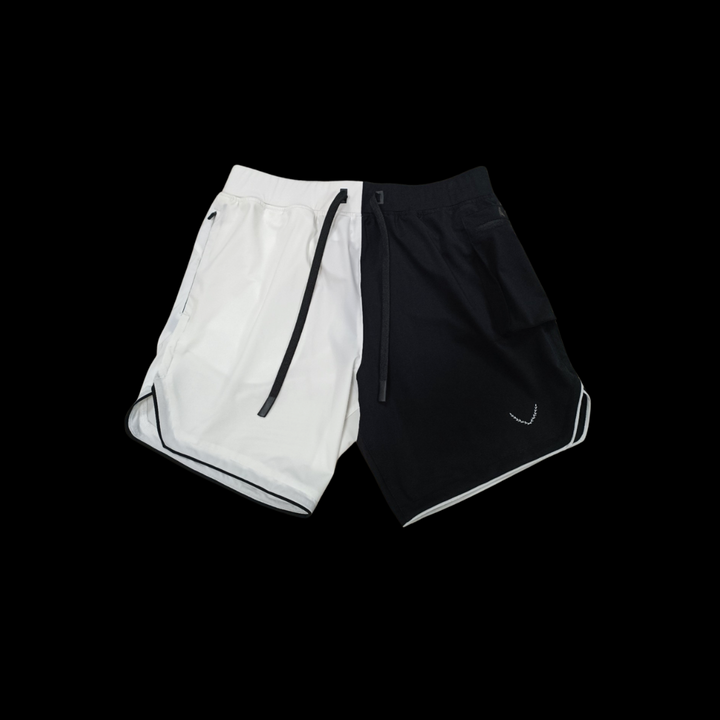 ATHLETIC CARGO SHORTS - BLACK/WHITE