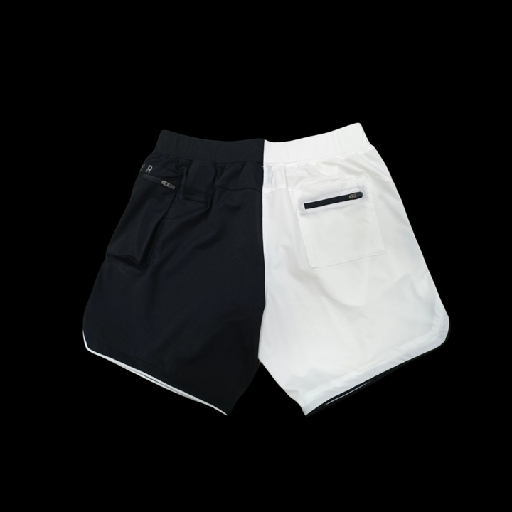 ATHLETIC CARGO SHORTS - BLACK/WHITE