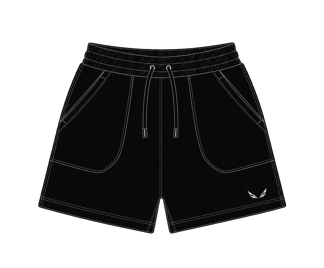 ESNTL Sweat Shorts — Black garment illustration